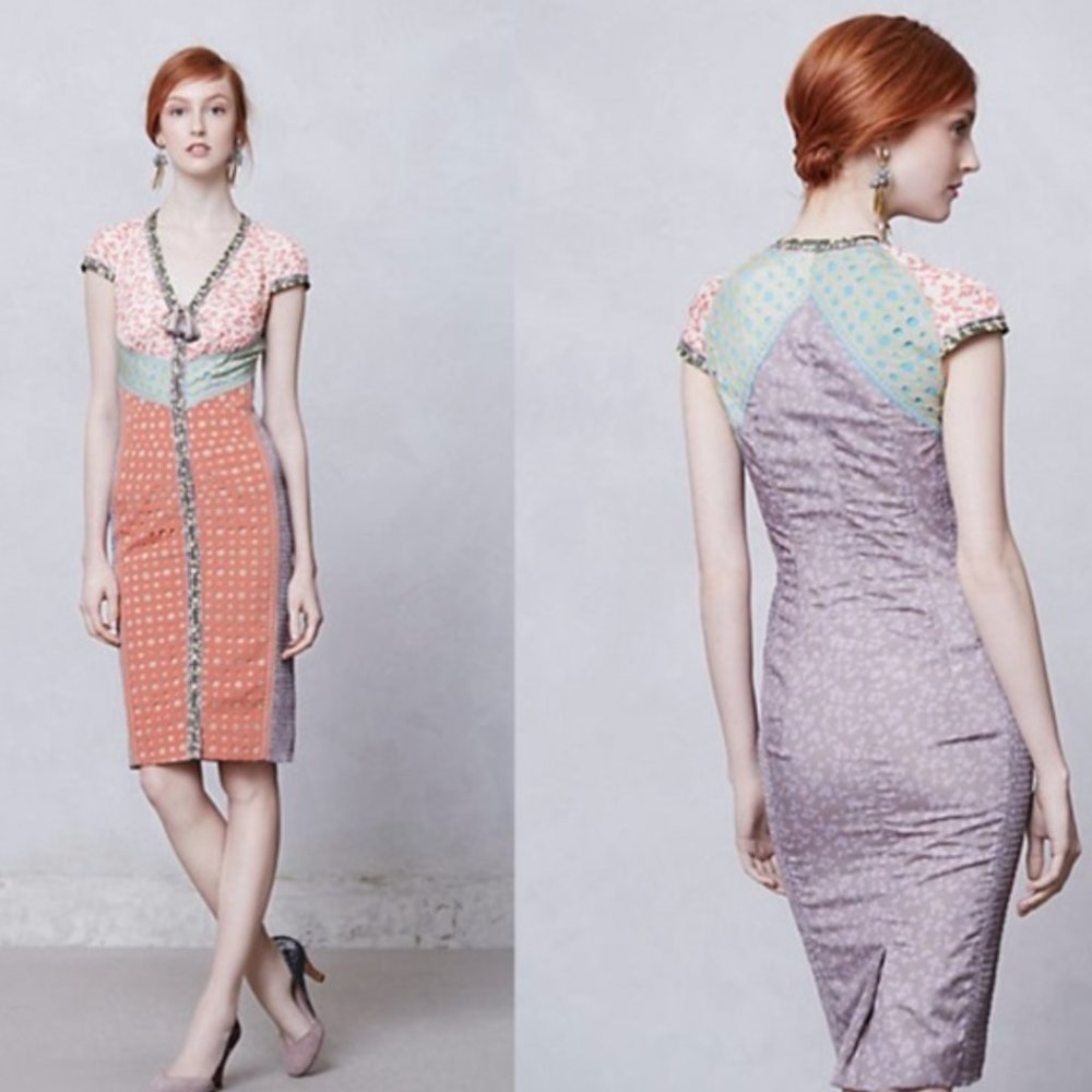 Rare Stunning Byron Lars Lasercut Springtime Sheath